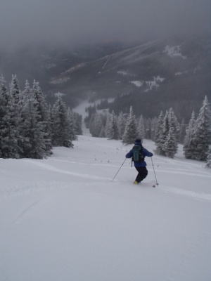 Hugh telemarking untracked powder on Roadrunner Hugh telemarking untracked powder on Roadrunner