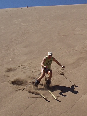 Sand Skiing in Hot Pants